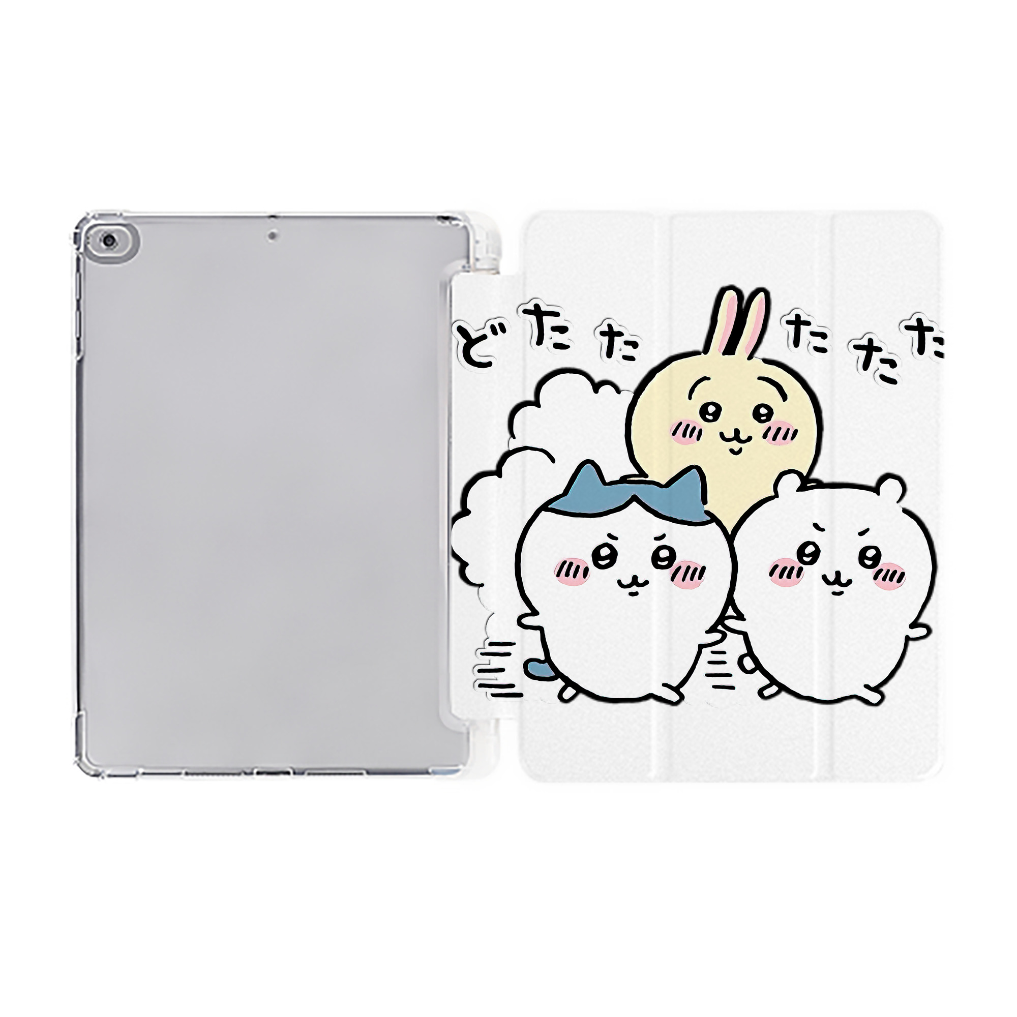 （画像用） ちいかわ ハチワレ Chii-kawa hachiware IPad ケース ペン収納付き 三つ折りスタンド PUレザー×シリコン 対応機種9.5/10.5/10.9インチ